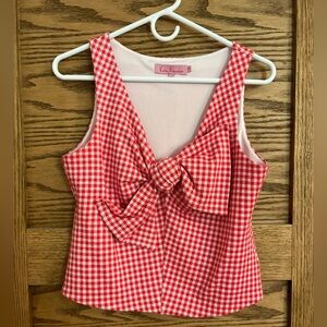 Anthropologie Eva Franco Gingham Bow Top - Medium